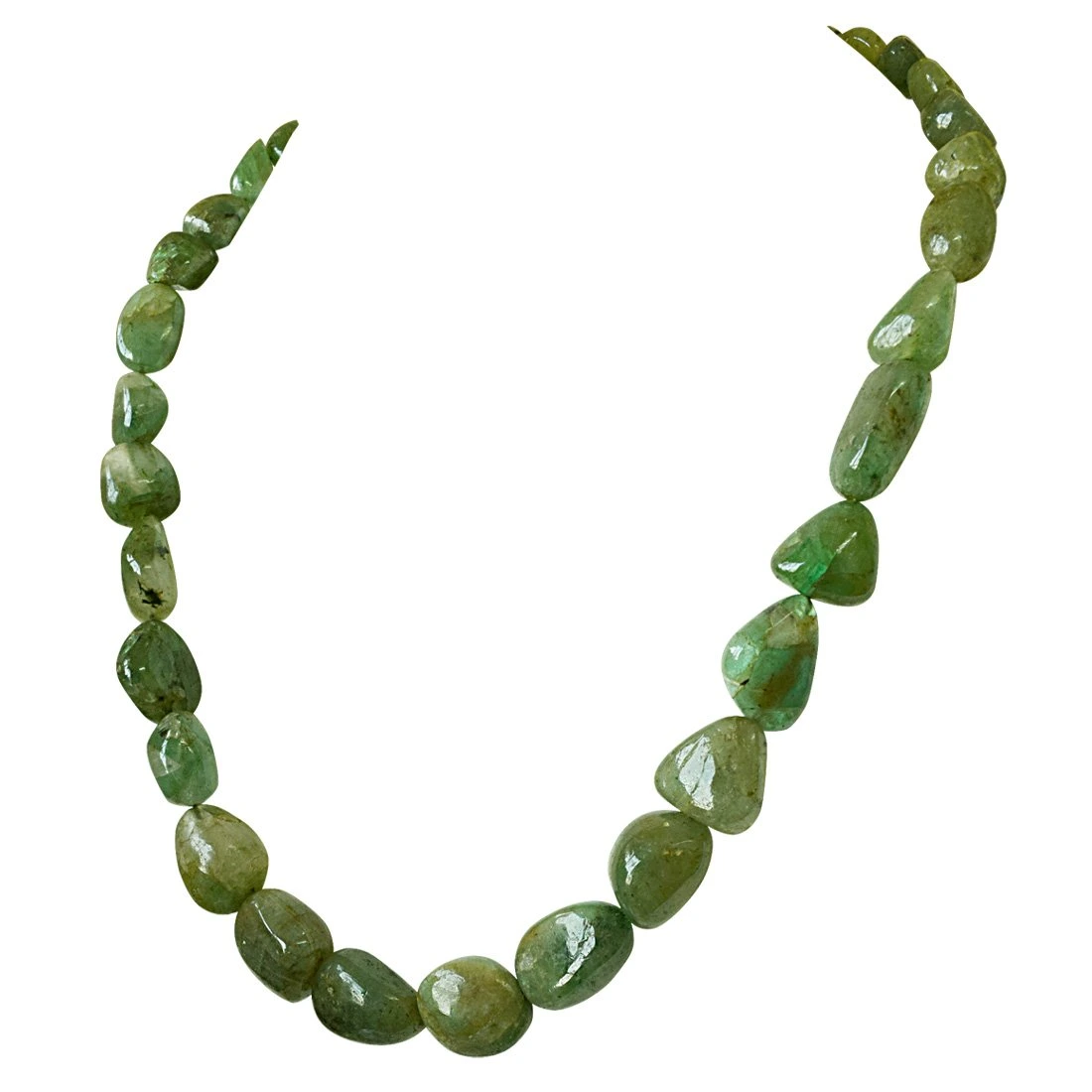 300cts Single Line Big Real Natural Oval Green Emerald Necklace for Women (SN841)