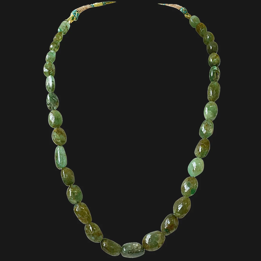 193cts single line real natural oval emerald necklace (SN842)