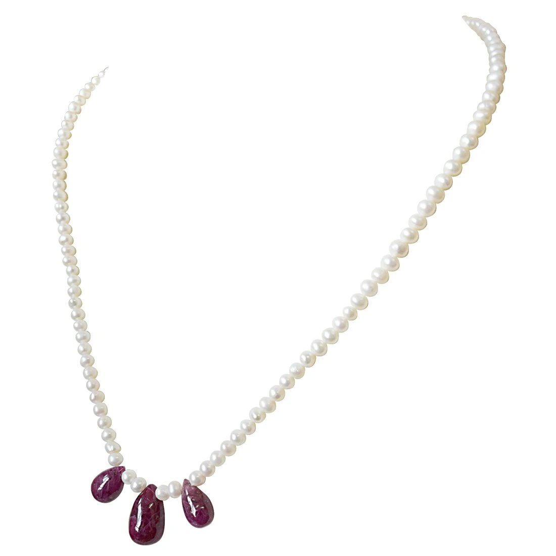 30cts 3pc Real Drop Ruby & Freshwater Pearl Necklace (SN847)