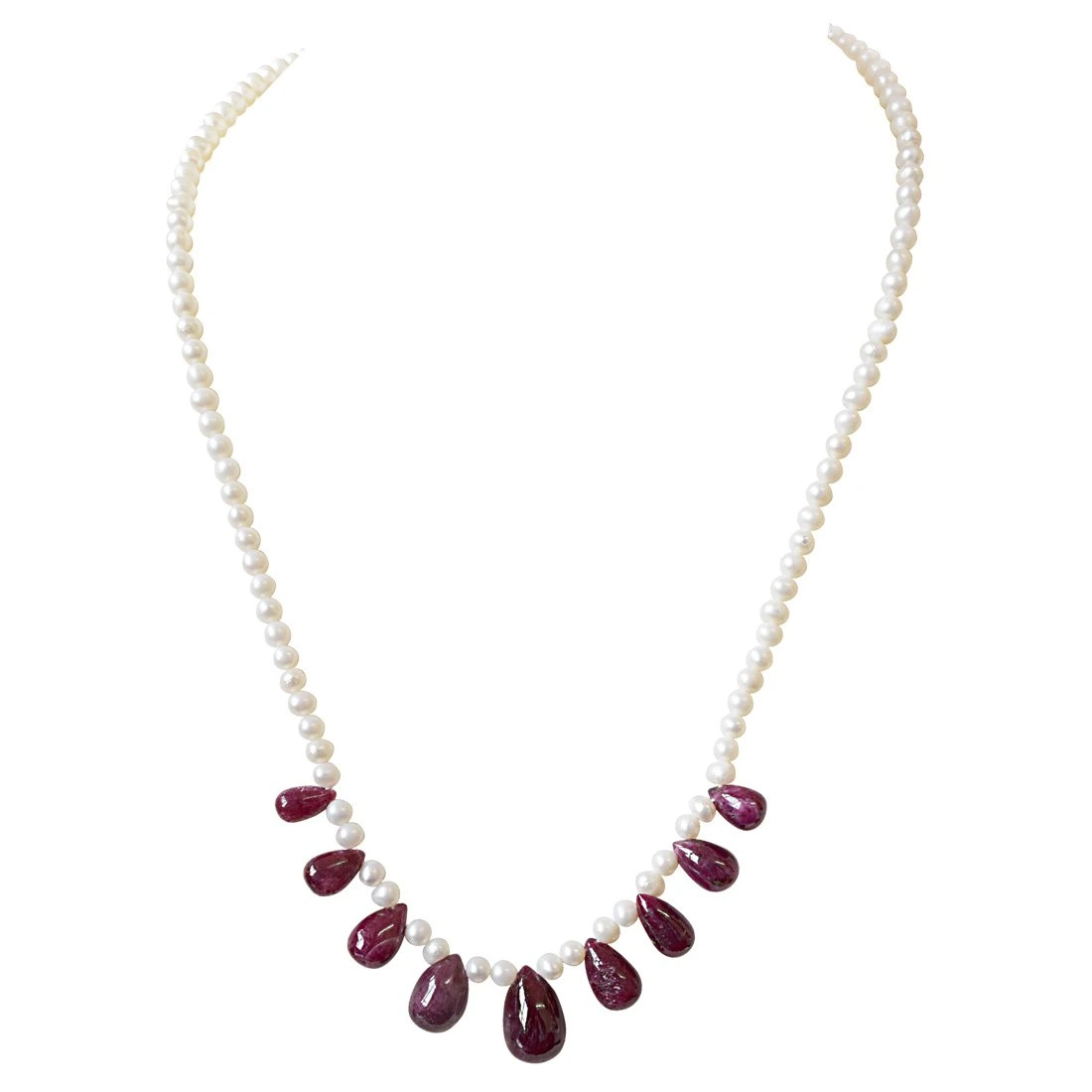 50cts 9pcs Real Drop Ruby and Freshwater Pearl Necklace for Women (SN848)