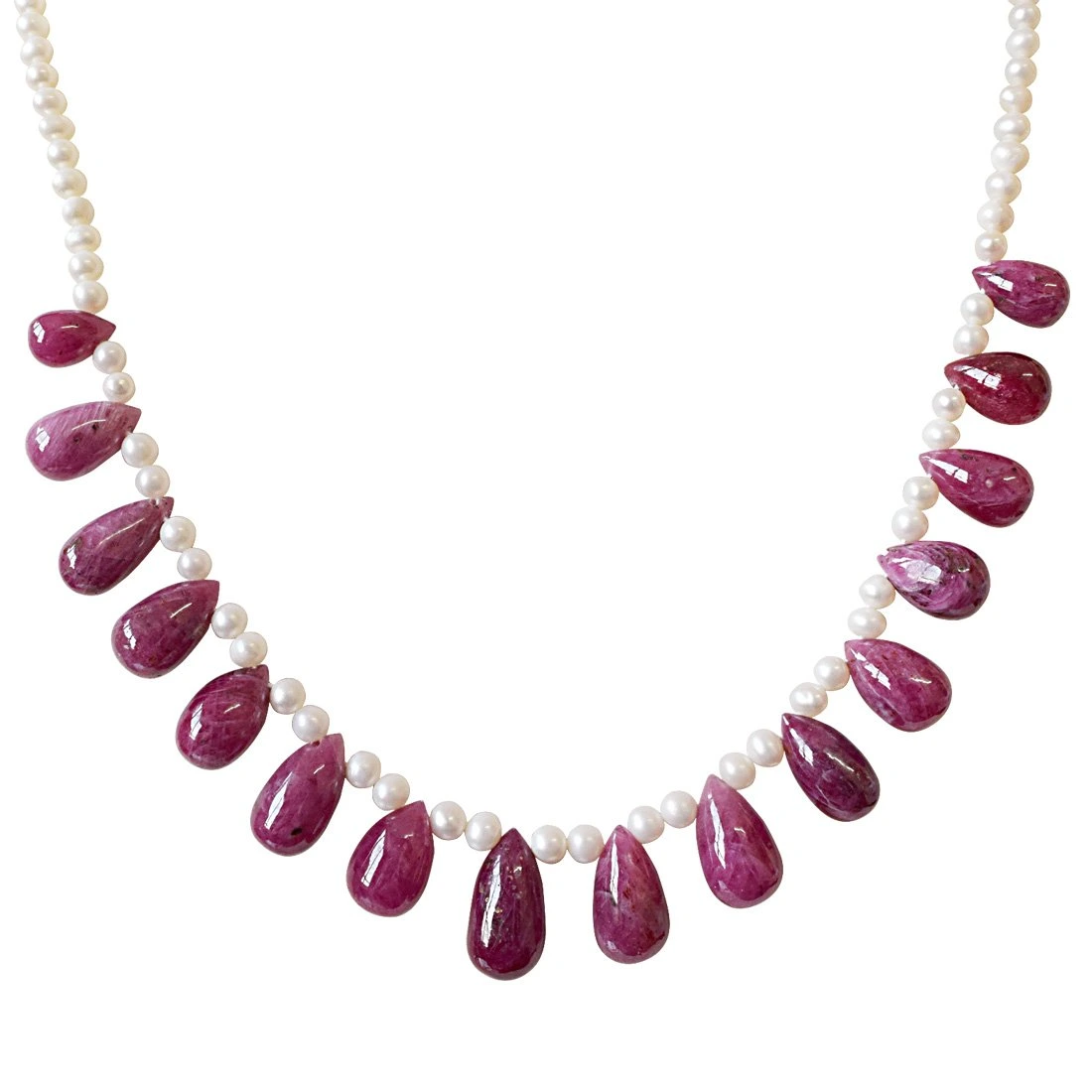 135cts 16pcs Real Drop Ruby & Freshwater Pearl Necklace for Women (SN851)