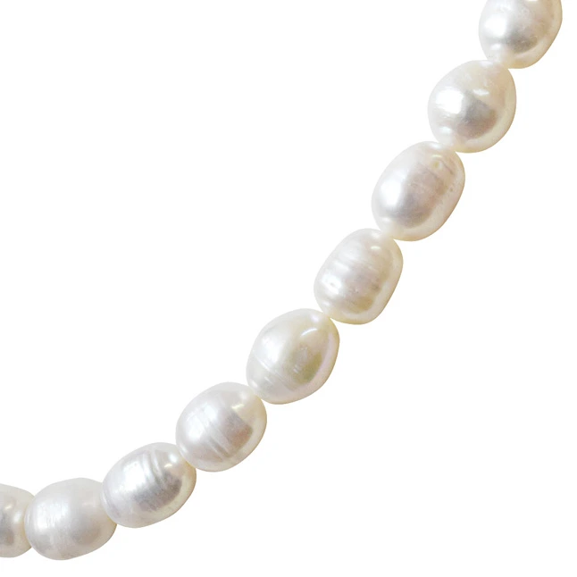 Single Line Real Big Elongated Pearl Necklace for Women (SN867)