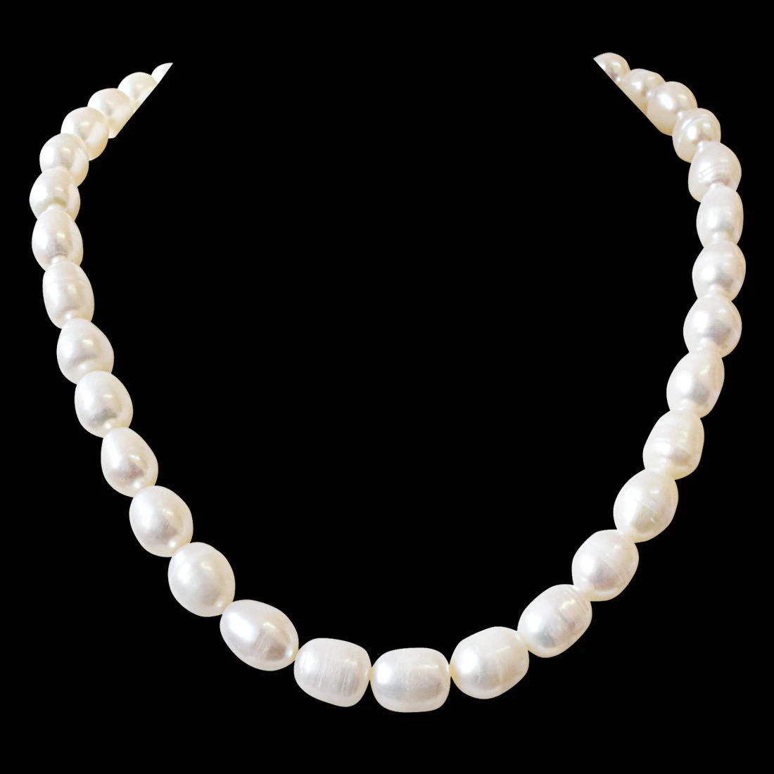 Single Line Real Big Elongated Pearl Necklace for Women (SN867)
