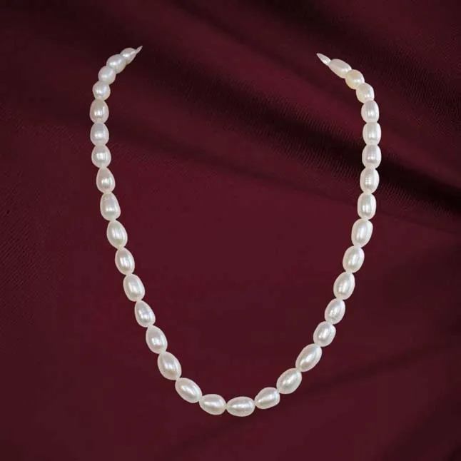 Single Line Real Big Elongated Pearl Necklace for Women (SN867)