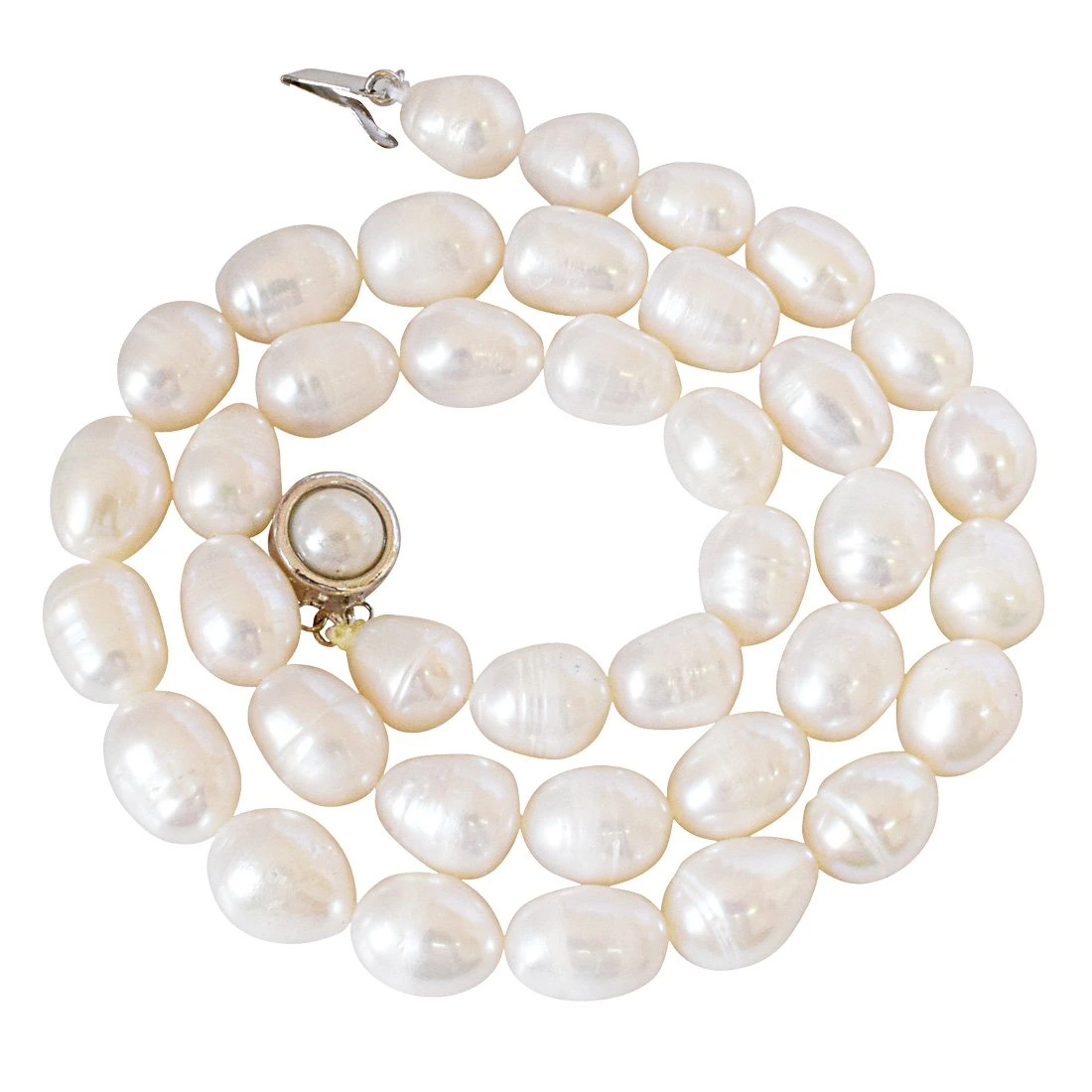 Single Line Real Big Elongated Pearl Necklace for Women (SN867)