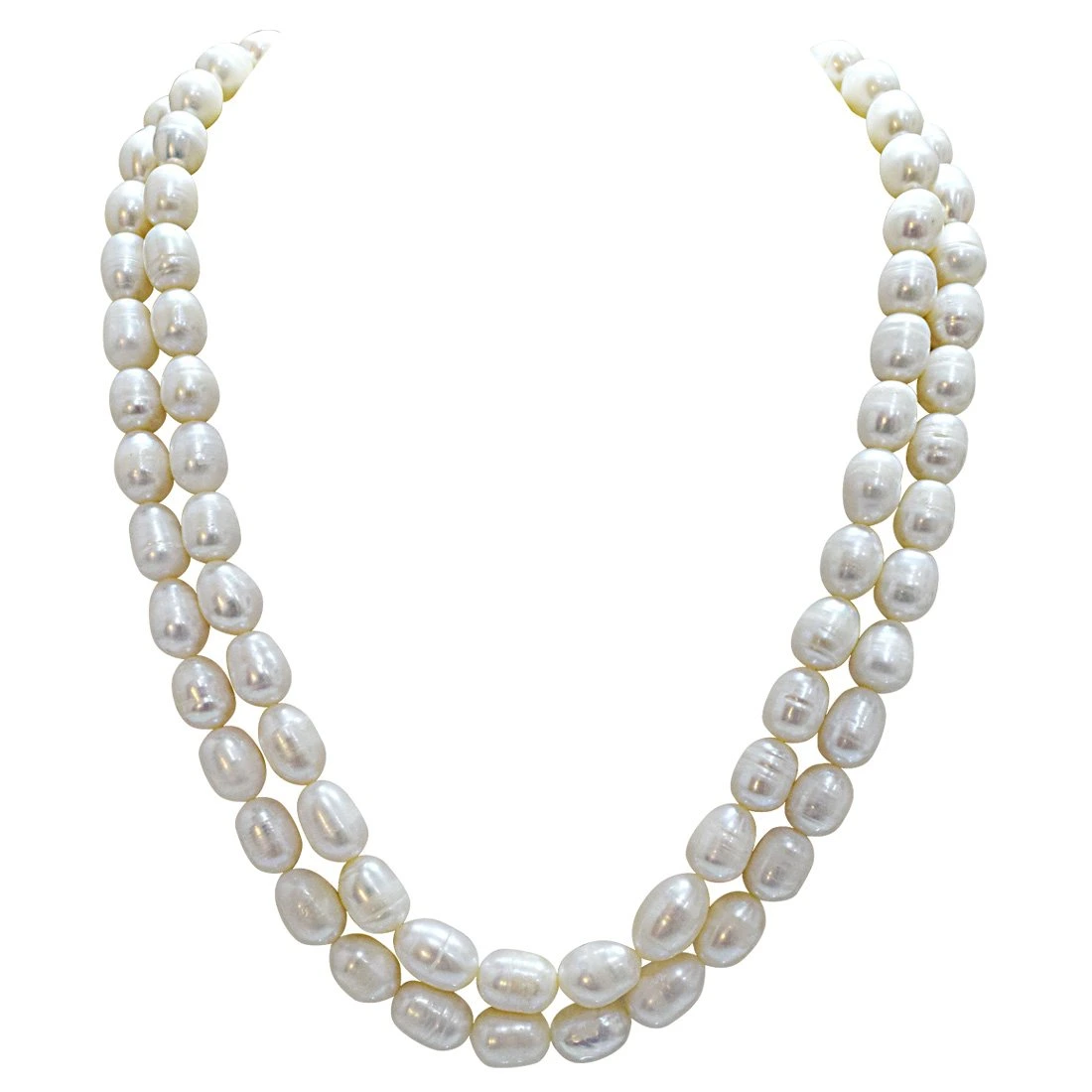 2 Line Real Big Elongated Pearl Necklace for Women (SN868)