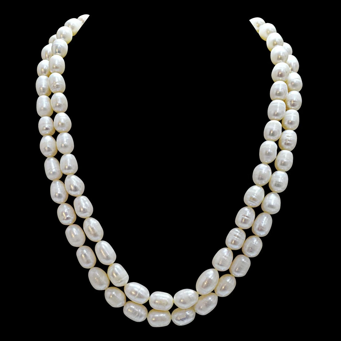 2 Line Real Big Elongated Pearl Necklace for Women (SN868)