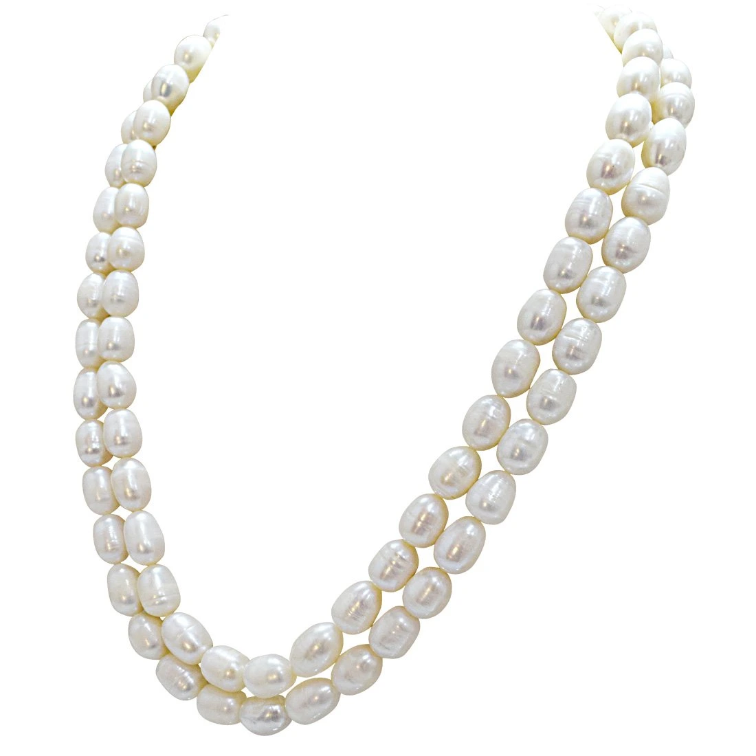 2 Line Real Big Elongated Pearl Necklace for Women (SN868)