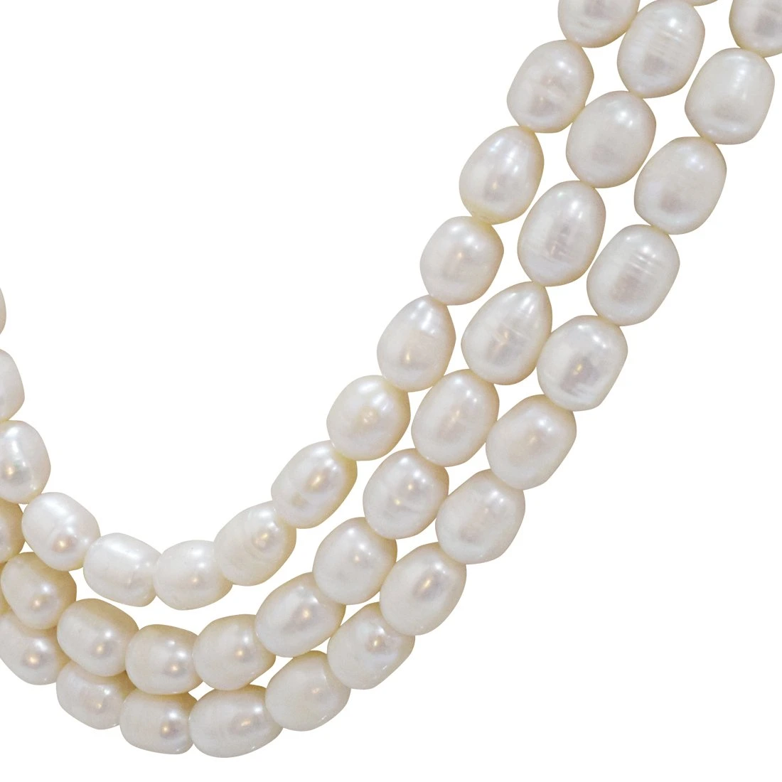 3 Line Real Big Elongated Pearl Necklace for Women (SN869)