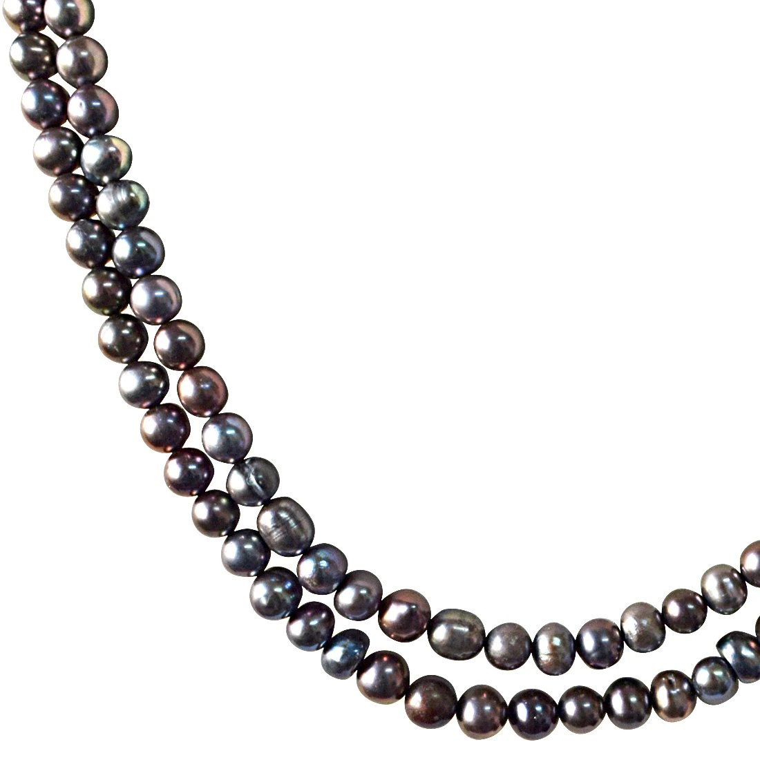 2 Line Round Shaped Grey Pearl Necklace for Women (SN882)