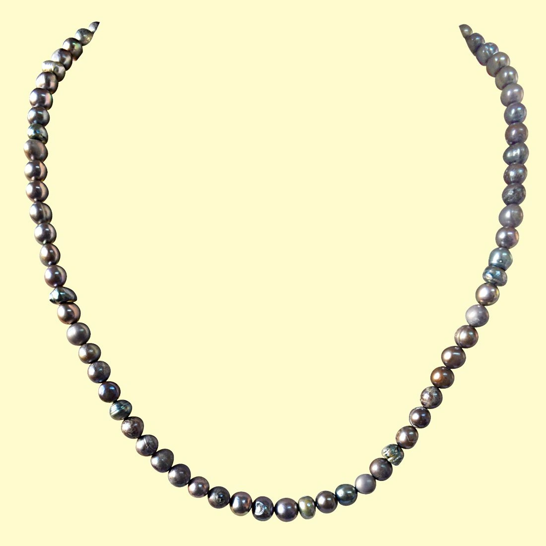 Single Line Round Shaped Grey Pearl Necklace for Women (SN884)