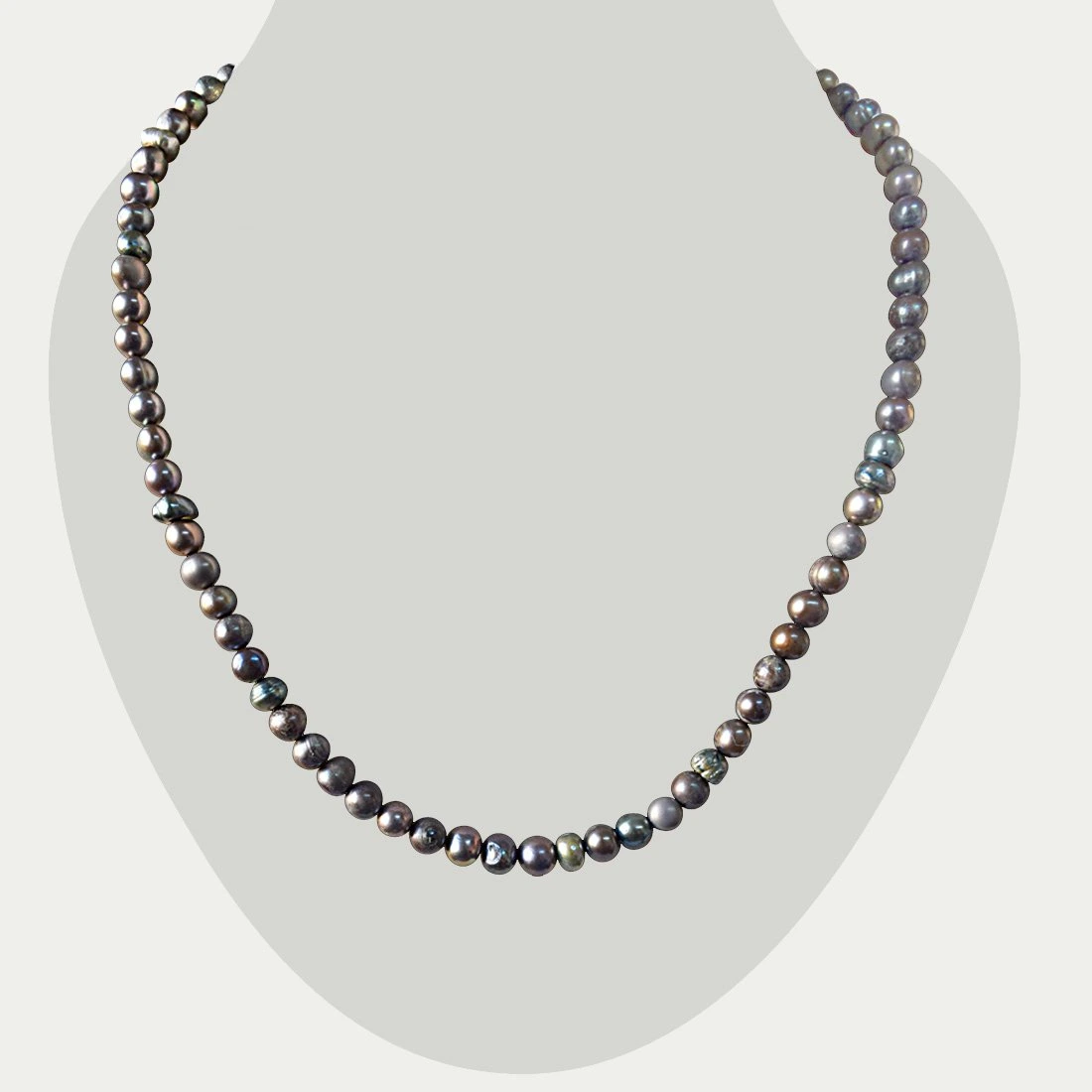 Single Line Round Shaped Grey Pearl Necklace for Women (SN884)