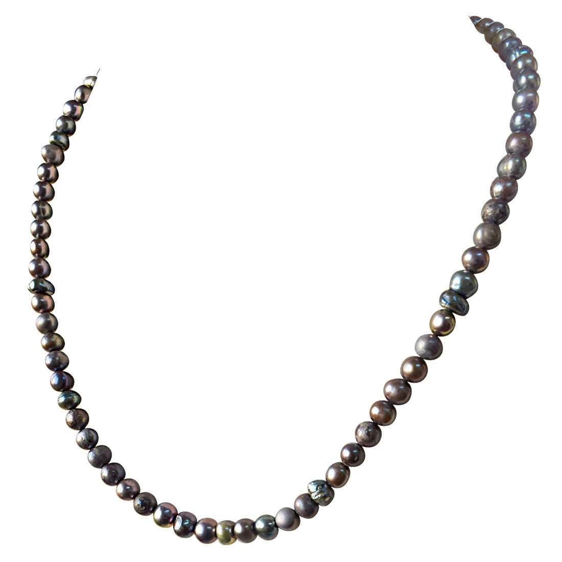 Single Line Round Shaped Grey Pearl Necklace for Women (SN884)