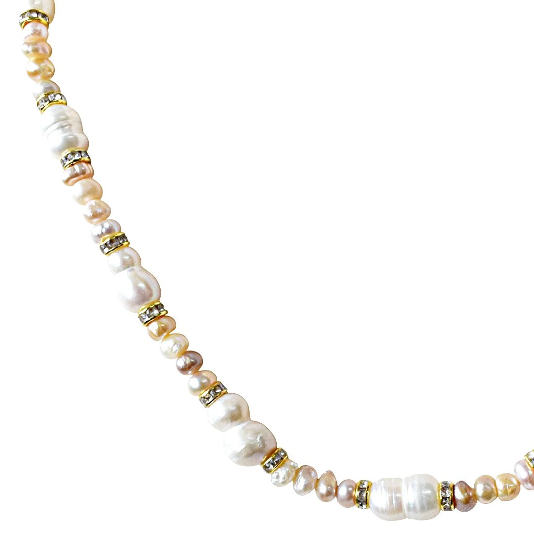 Ultimate Sophistication & Grace - Single Line Real Natural Pearl & Gold Plated Rings Necklace for Women (SN894)