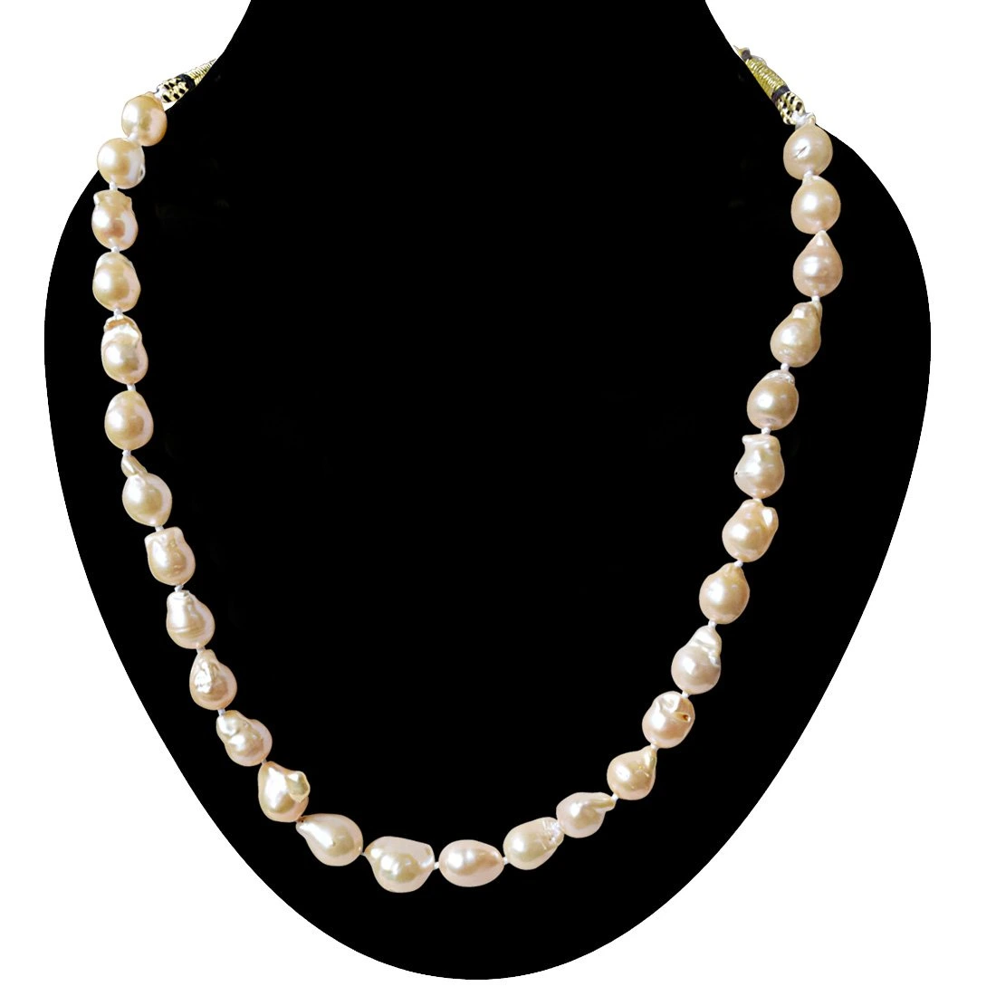 Peach Real Baroque Pearl Necklace for Women with Knots (SN917)