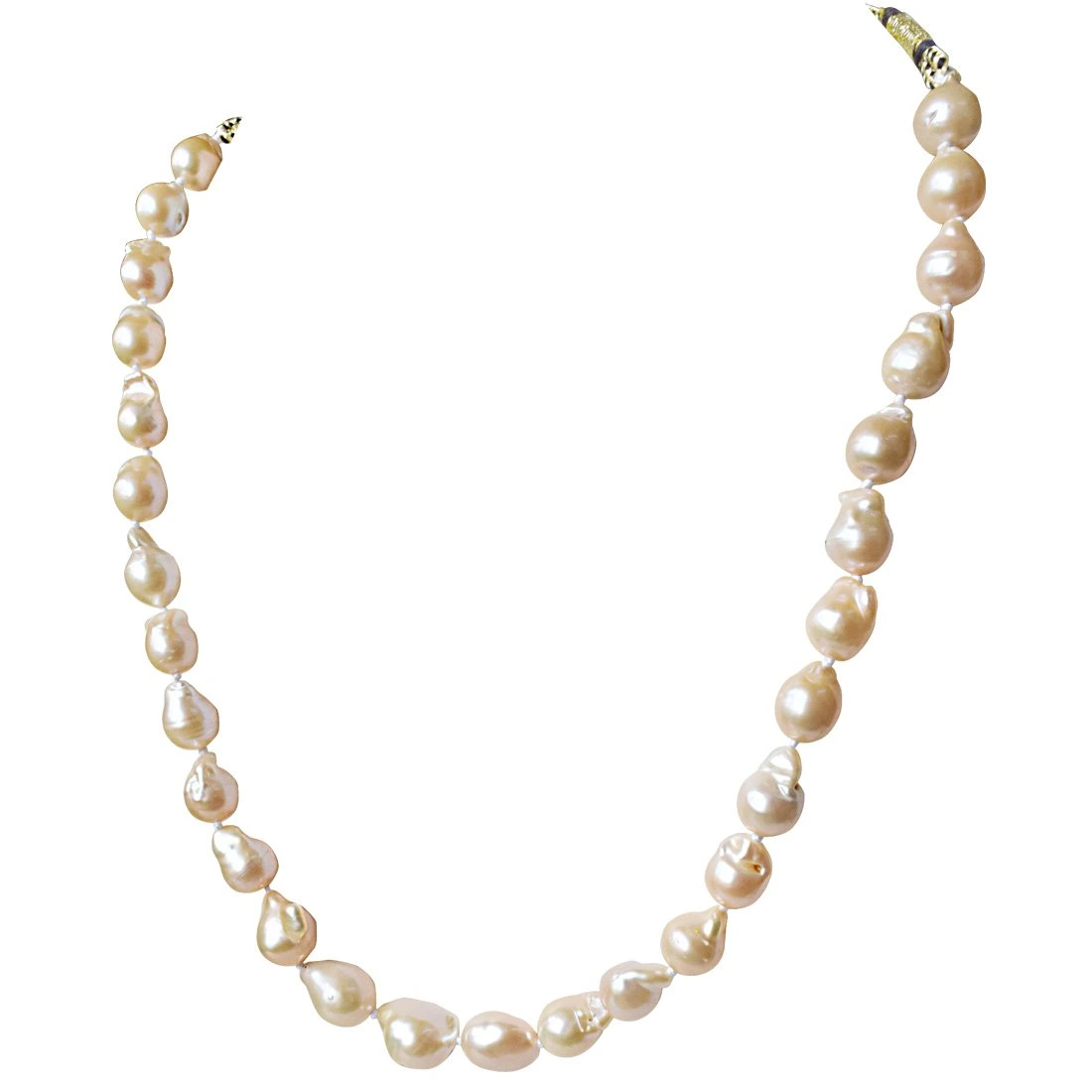 Peach Real Baroque Pearl Necklace for Women with Knots (SN917)