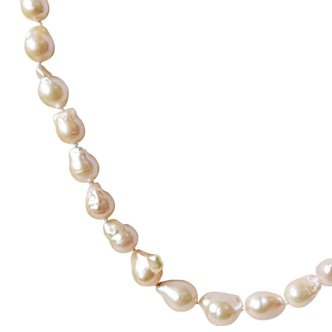 Peach Real Baroque Pearl Necklace for Women with Knots (SN917)