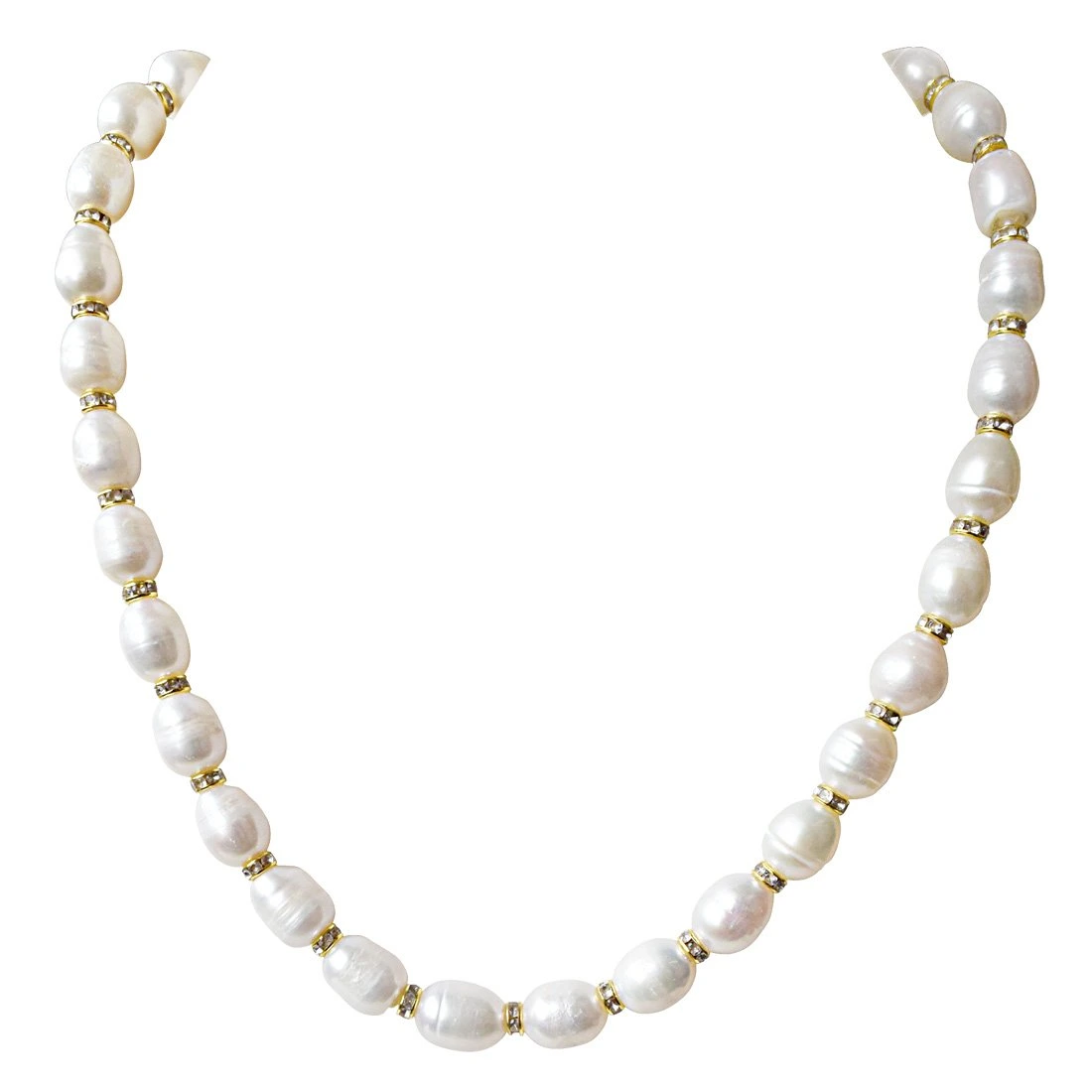 Single Line Real Big Elongated Pearl Necklace for Women (SN918)