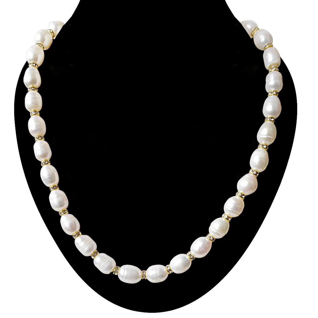 Single Line Real Big Elongated Pearl Necklace for Women (SN918)