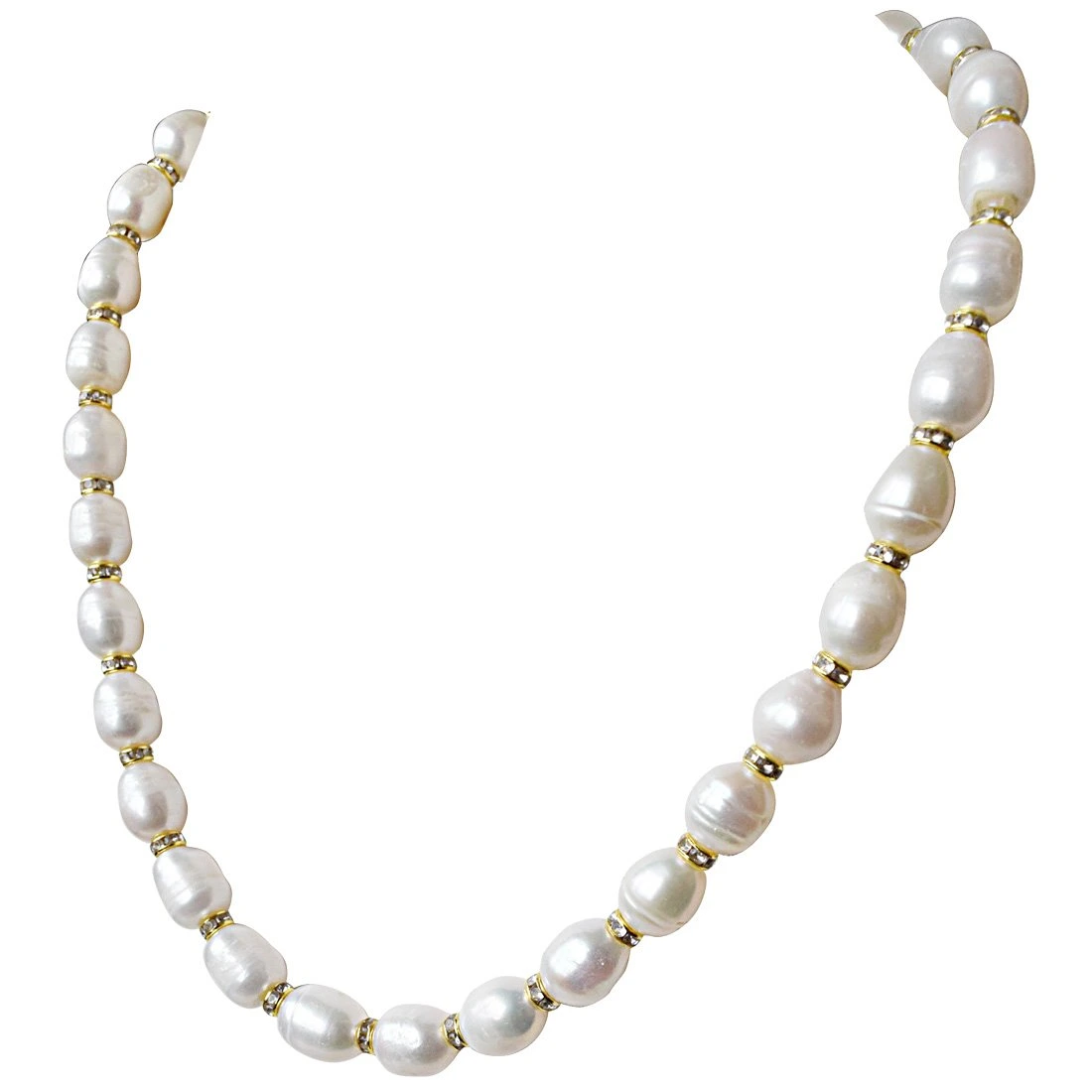 Single Line Real Big Elongated Pearl Necklace for Women (SN918)