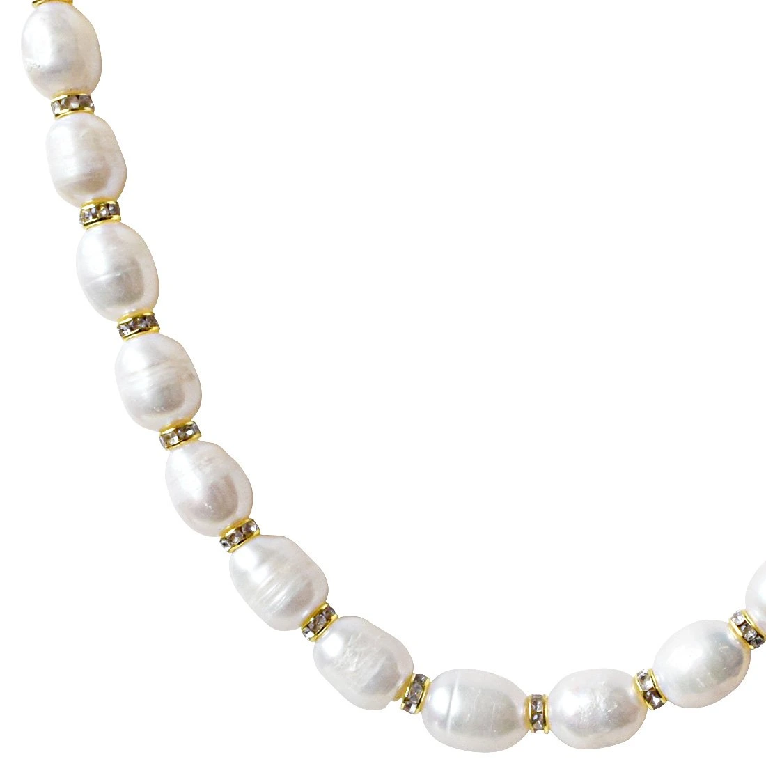 Single Line Real Big Elongated Pearl Necklace for Women (SN918)