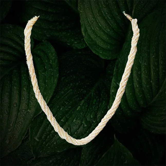 6 Line Twisted Real Natural Freshwater Pearl Necklace for Women (SN930)