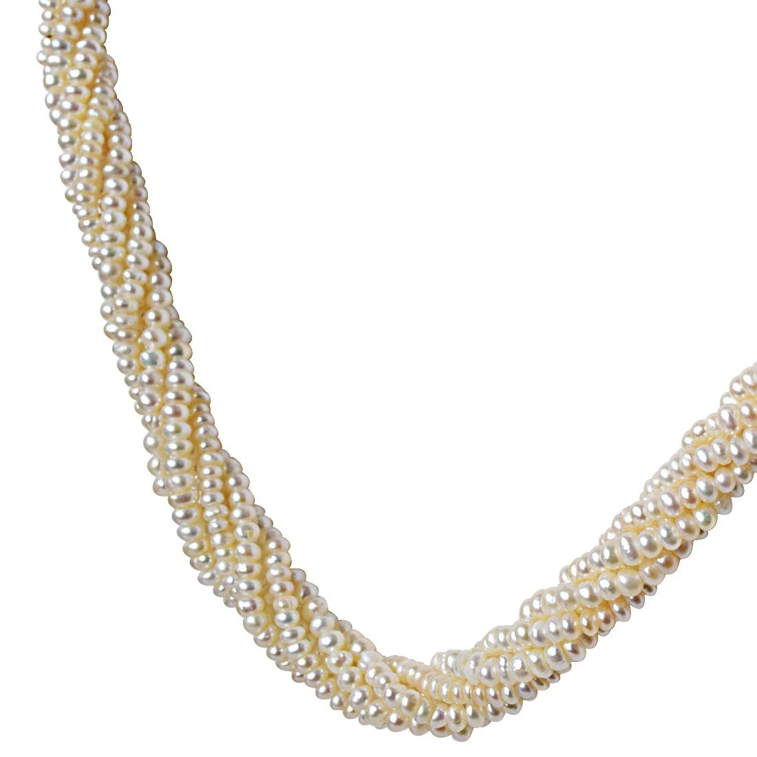 6 Line Twisted Real Natural Freshwater Pearl Necklace for Women (SN930)