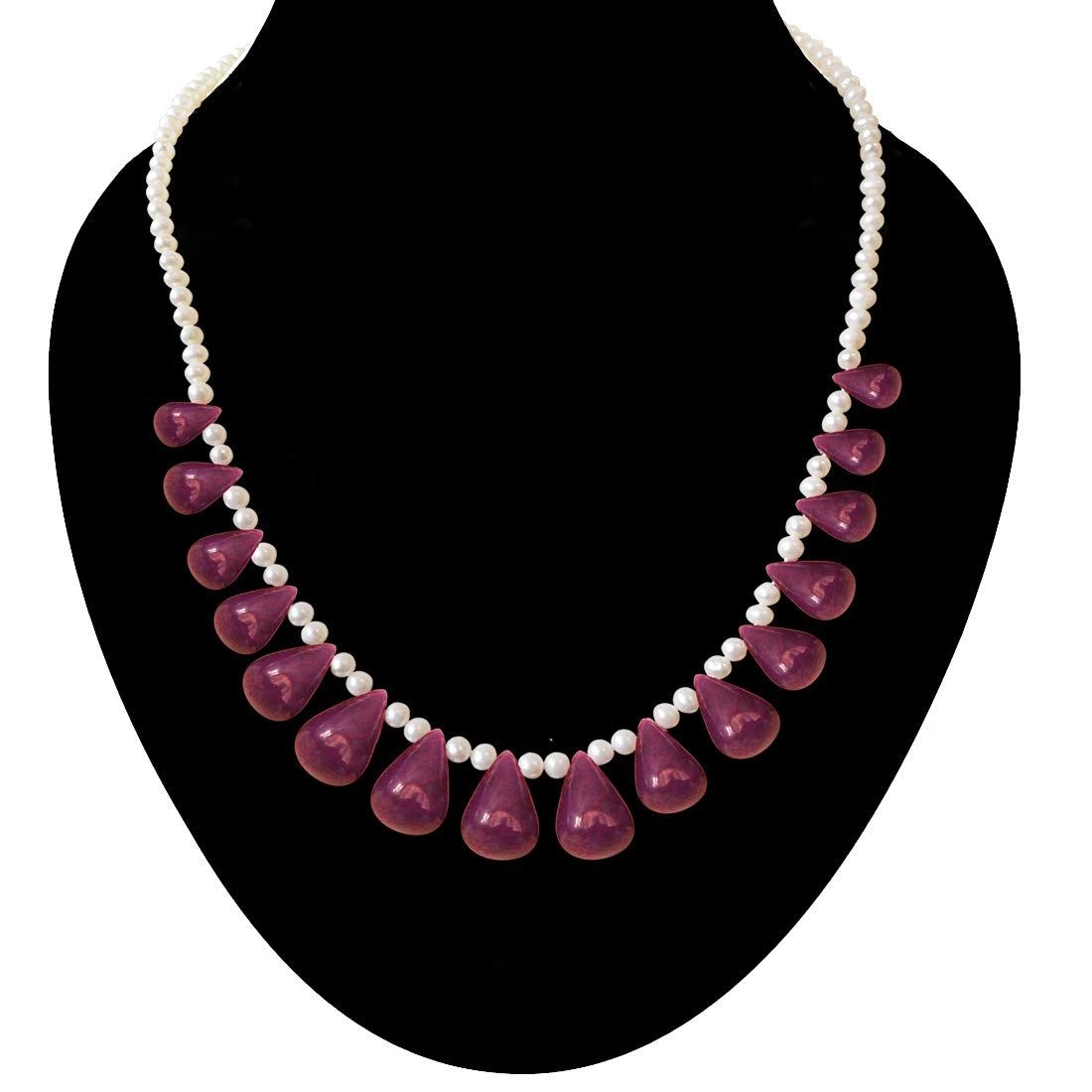 145cts Real Drop Ruby, Freshwater Pearl Necklace (SN949)