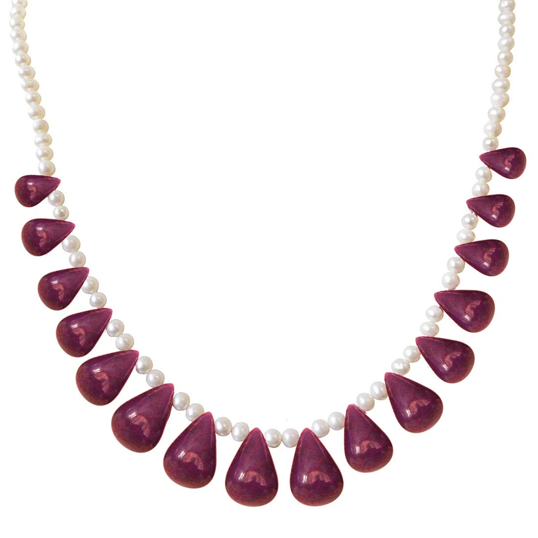 145cts Real Drop Ruby, Freshwater Pearl Necklace (SN949)
