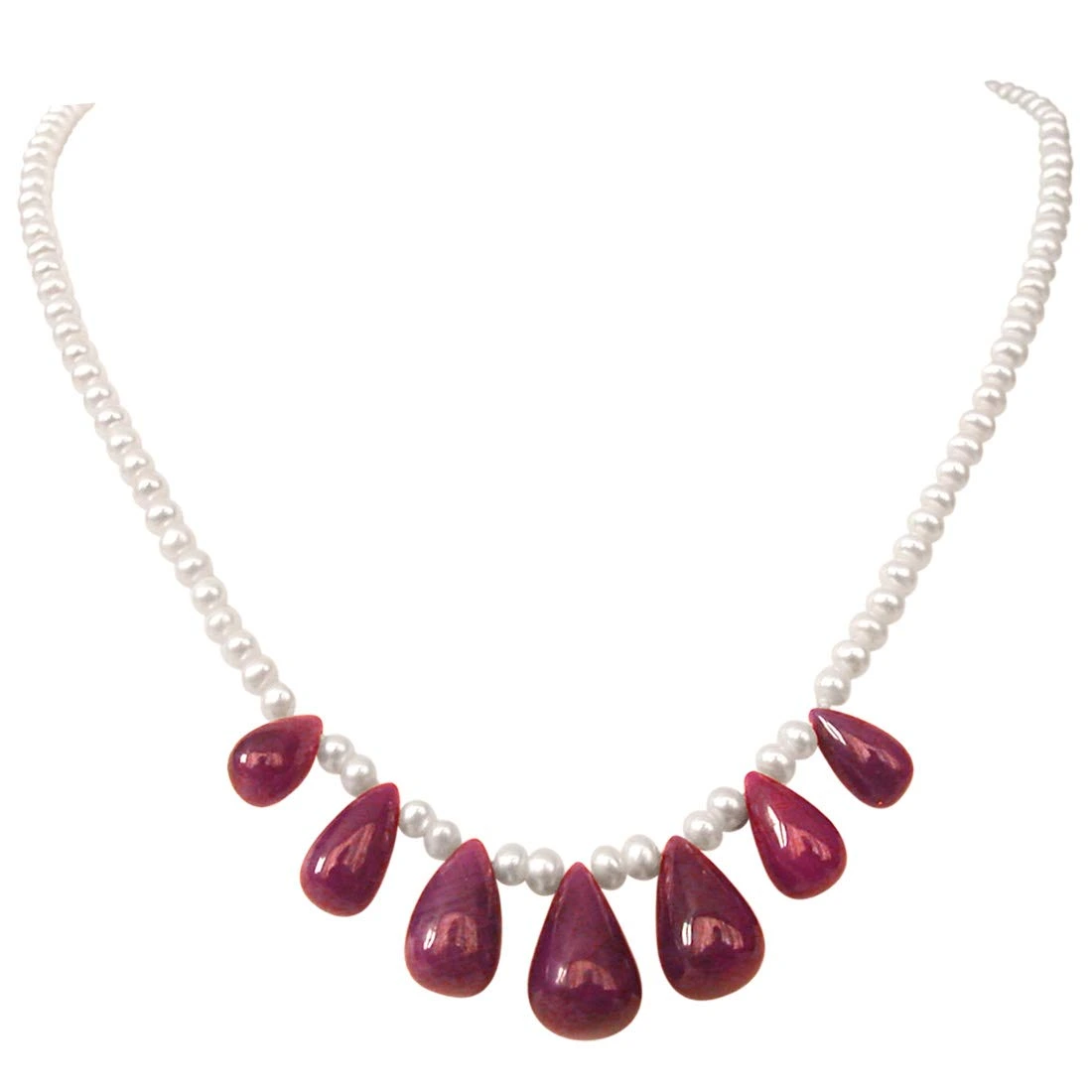 70cts Real Drop Ruby, Freshwater Pearl Necklace for Women (SN950)