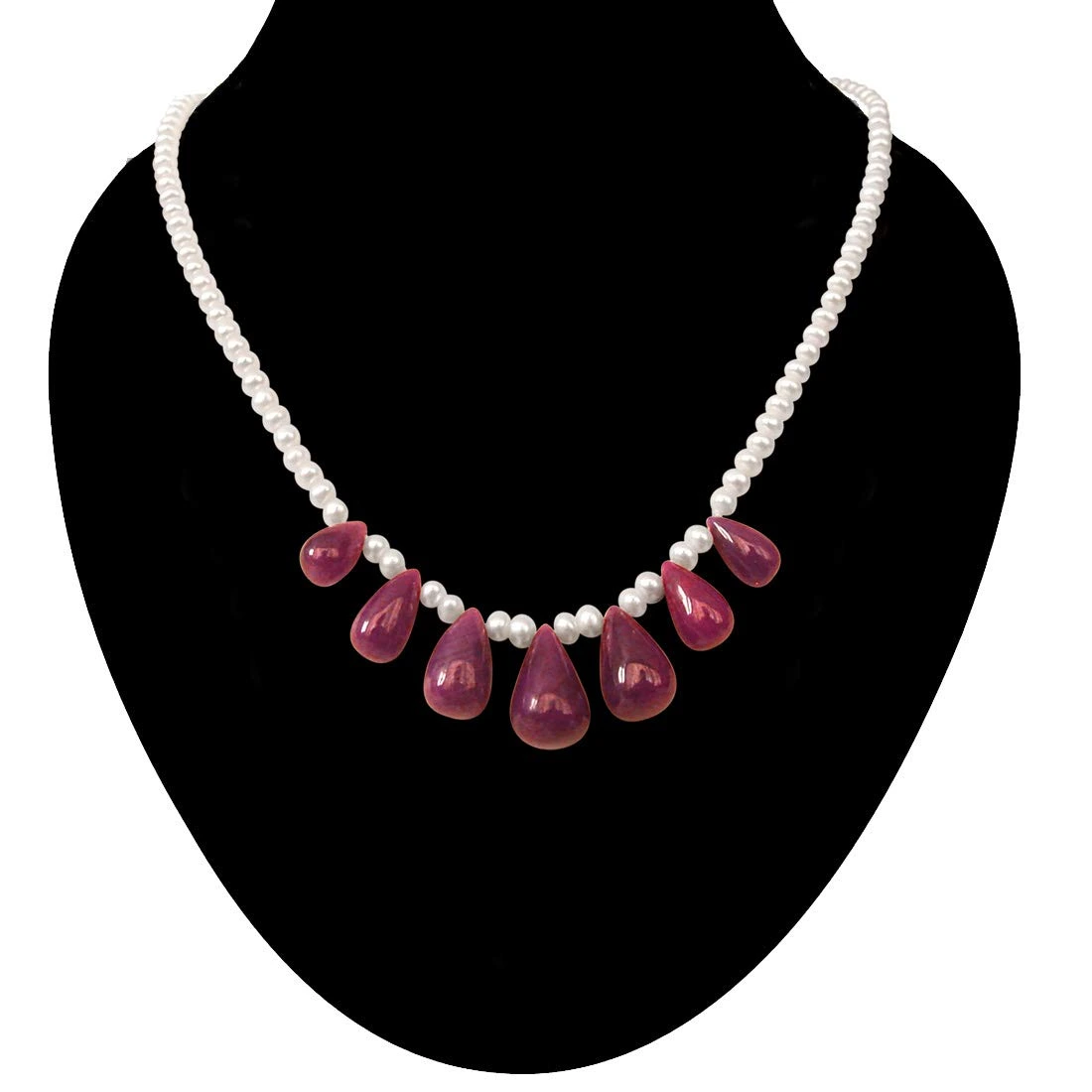 70cts Real Drop Ruby, Freshwater Pearl Necklace for Women (SN950)