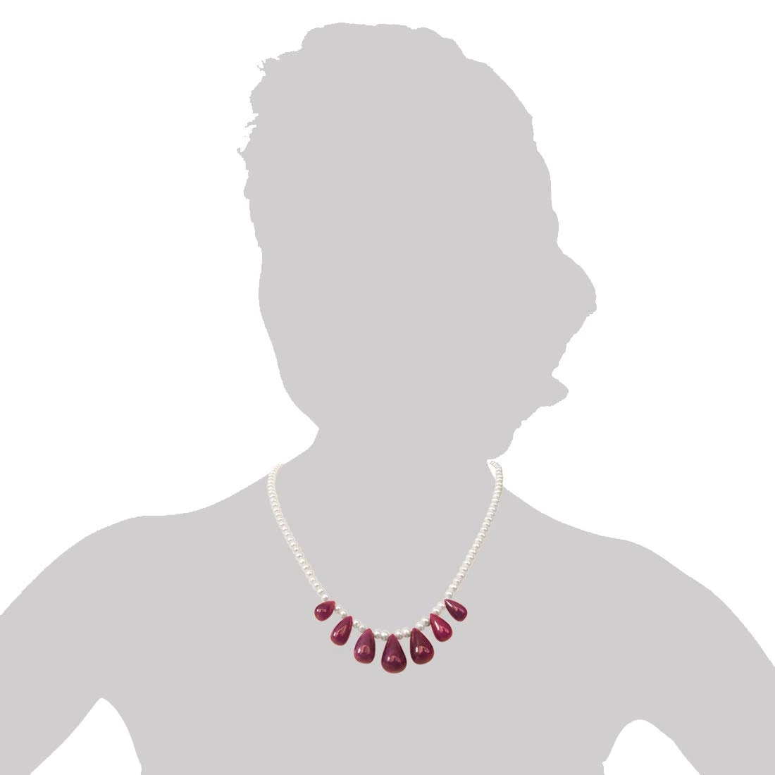 70cts Real Drop Ruby, Freshwater Pearl Necklace for Women (SN950)