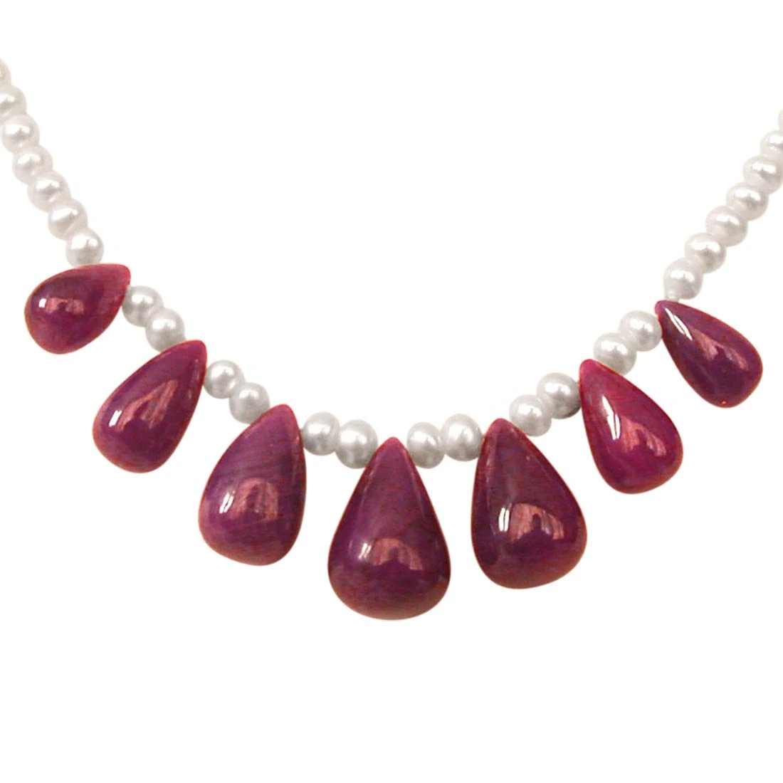 70cts Real Drop Ruby, Freshwater Pearl Necklace for Women (SN950)