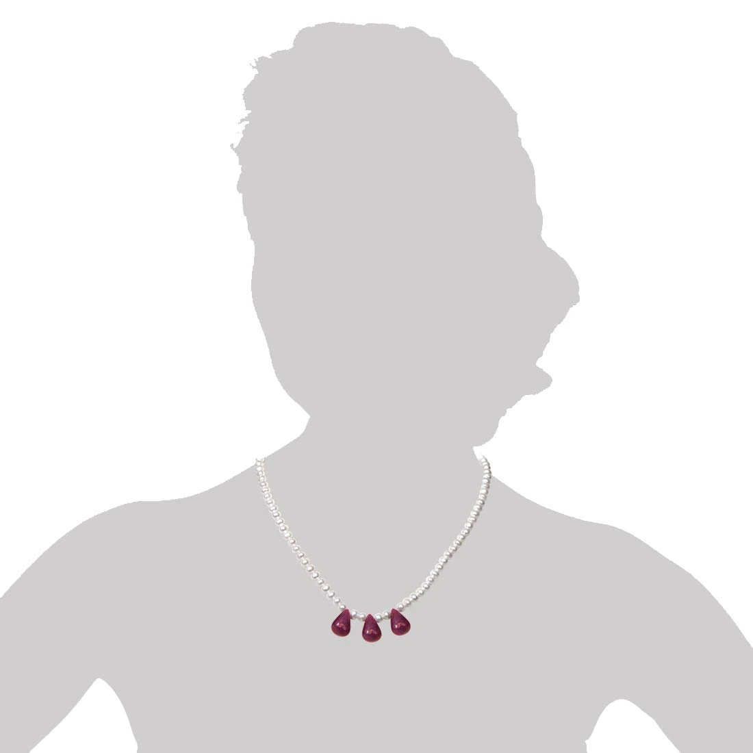 3 pcs 30cts Real Drop Ruby & Freshwater Pearl Necklace for Women (SN951)