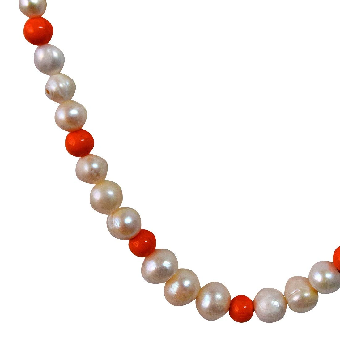 Real Natural Pearl & Orange Beads Necklace for Women (SN952)