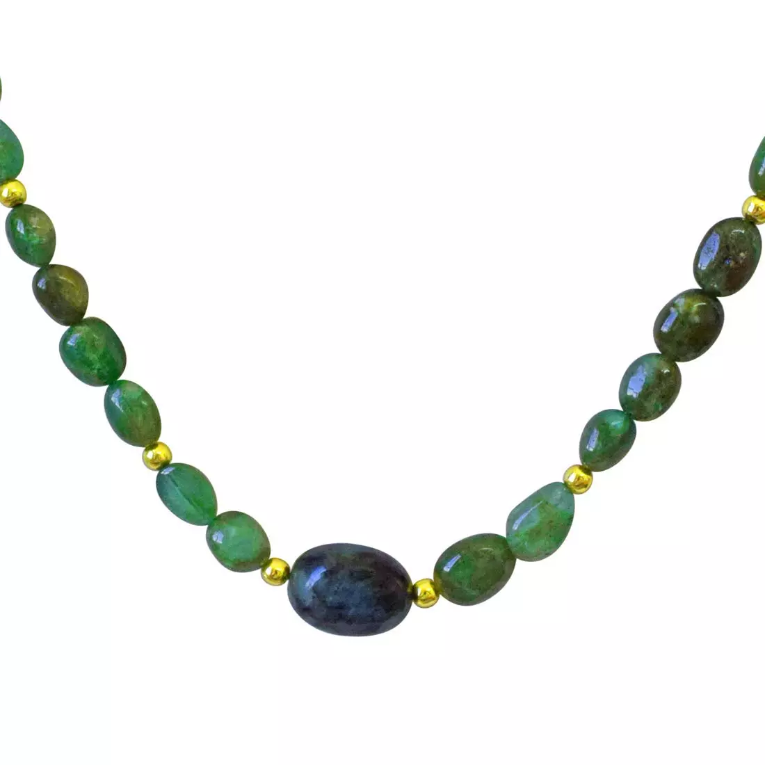 Single Line Big Real Natural Oval Green Emerald Necklace SN971