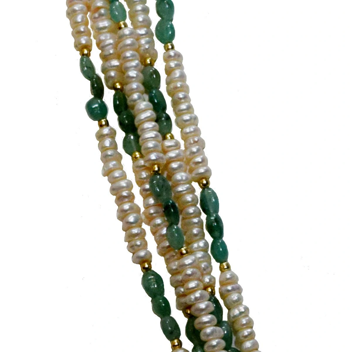 Real Oval Emerald, Freshwater Pearl & Gold Plated Pendant Necklace for Women (SN983)