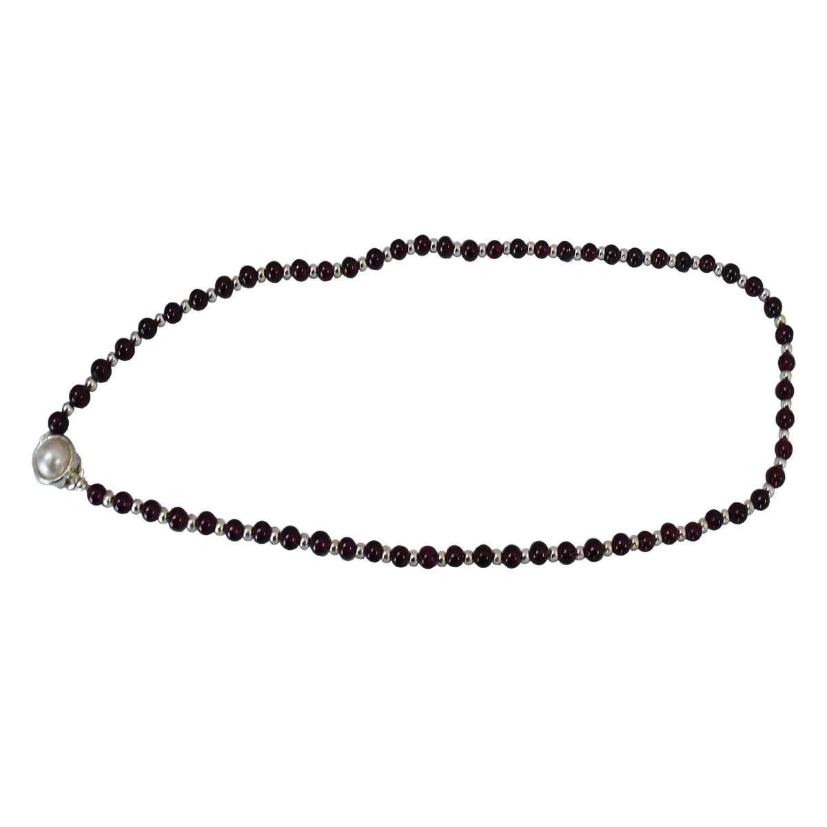 Single Line Black Onyx & Silver Plated Beads Necklace for Women (SN991)