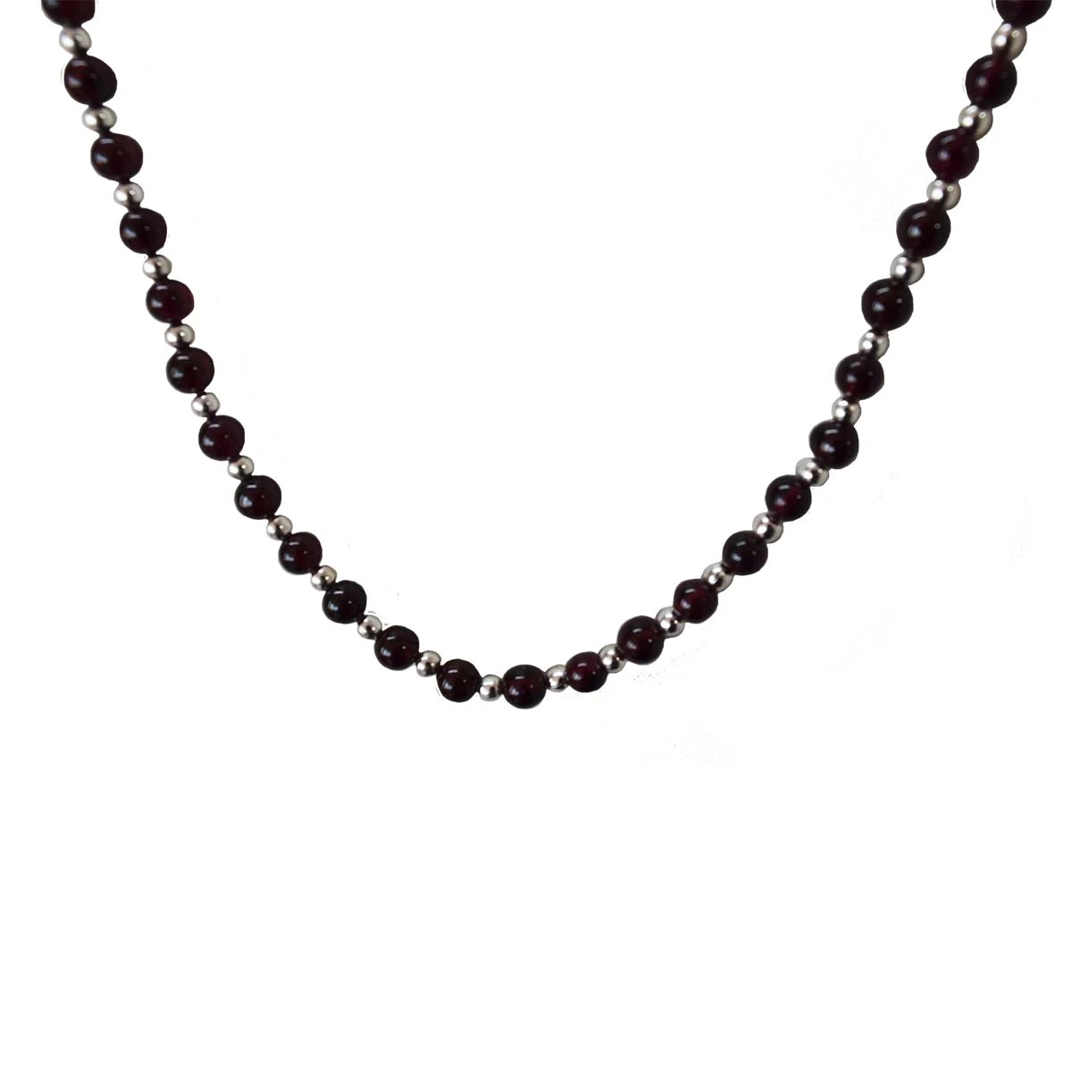 Single Line Black Onyx & Silver Plated Beads Necklace for Women (SN991)