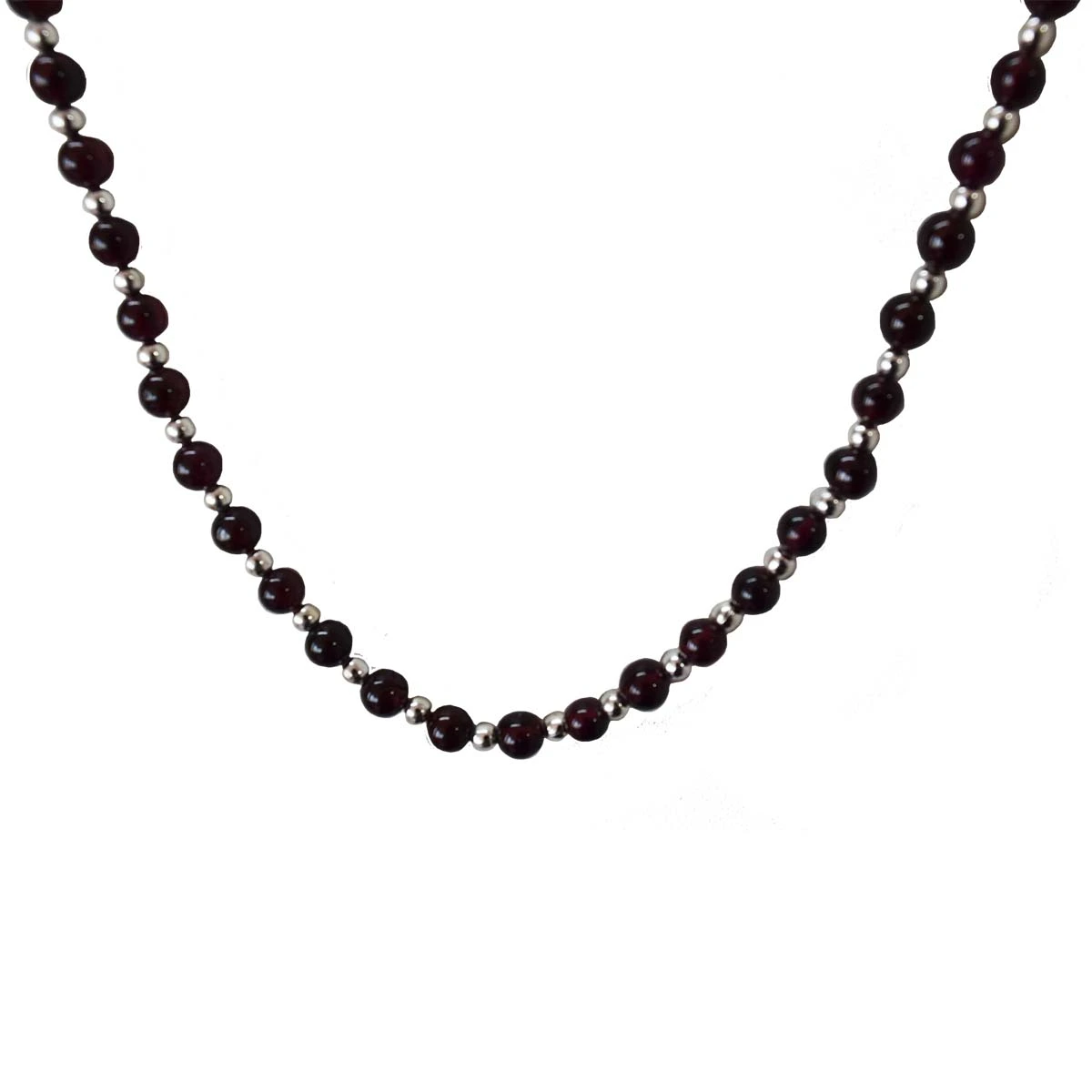 Single Line Black Onyx & Silver Plated Beads Necklace for Women (SN991)