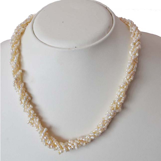 5 Line Twisted Pearl Necklaces SN994