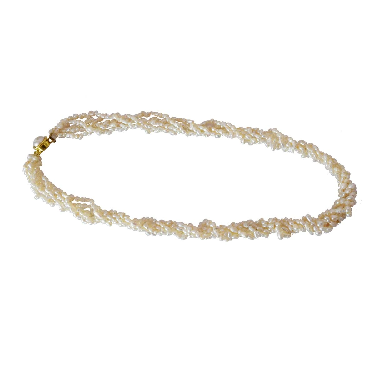 5 Line Twisted Rice Pearl Necklace (SN994)