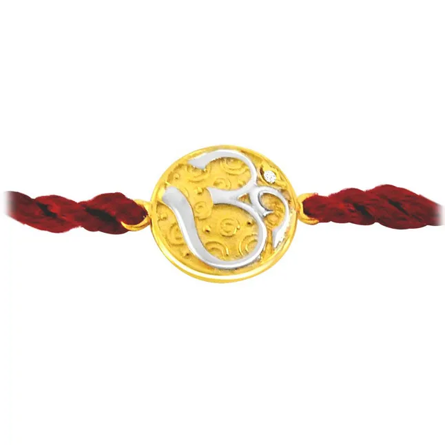 OM - Diamond and 18kt Yellow Gold Two Tone Rakhi (SNDG2)