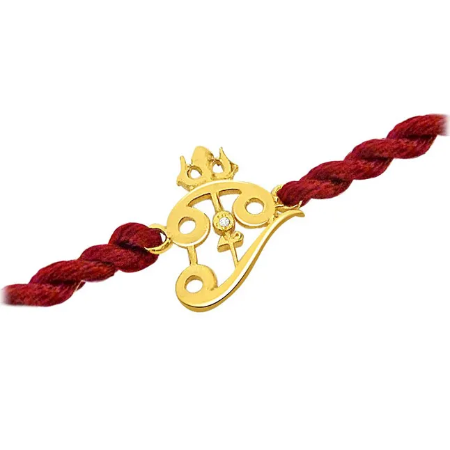 Trishul - Diamond and 18kt Yellow Gold Rakhi (SNDG8)