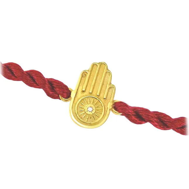 Hamsa Hand - Diamond and 18kt Yellow Gold Rakhi (SNDG9)