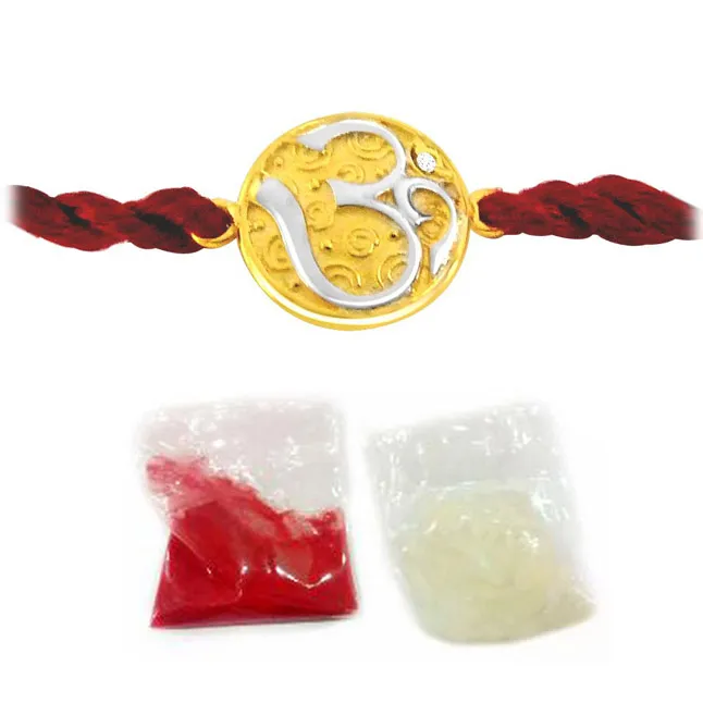 OM - Diamond and 18kt Yellow Gold Two Tone Rakhi (SNDG2)