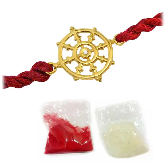 Dharma Chakra - Diamond and 14kt Gold Rakhi (SNDG5)