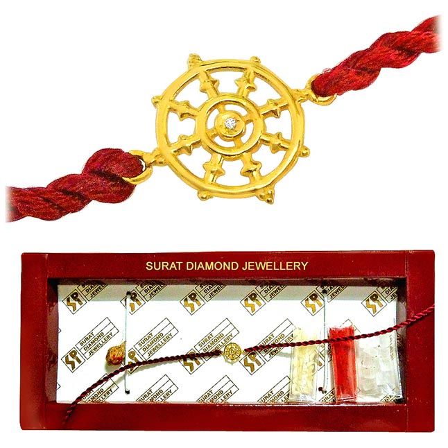 Dharma Chakra - Diamond and 18kt Yellow Gold Rakhi SNDG5