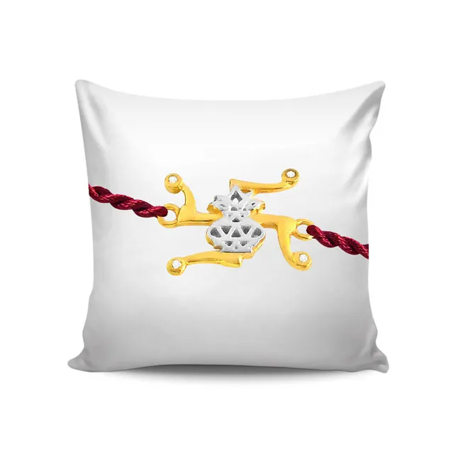 Swastik-Kalash - Diamond and 14kt Gold Rakhi (SNDG6)