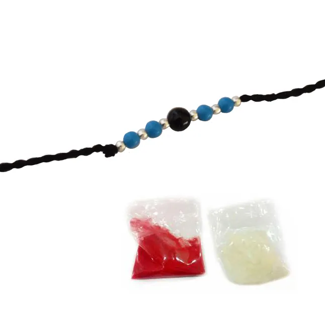 Black Onyx and Turquoise Gemstone Rakhi for your loving Brother (SNGP2)